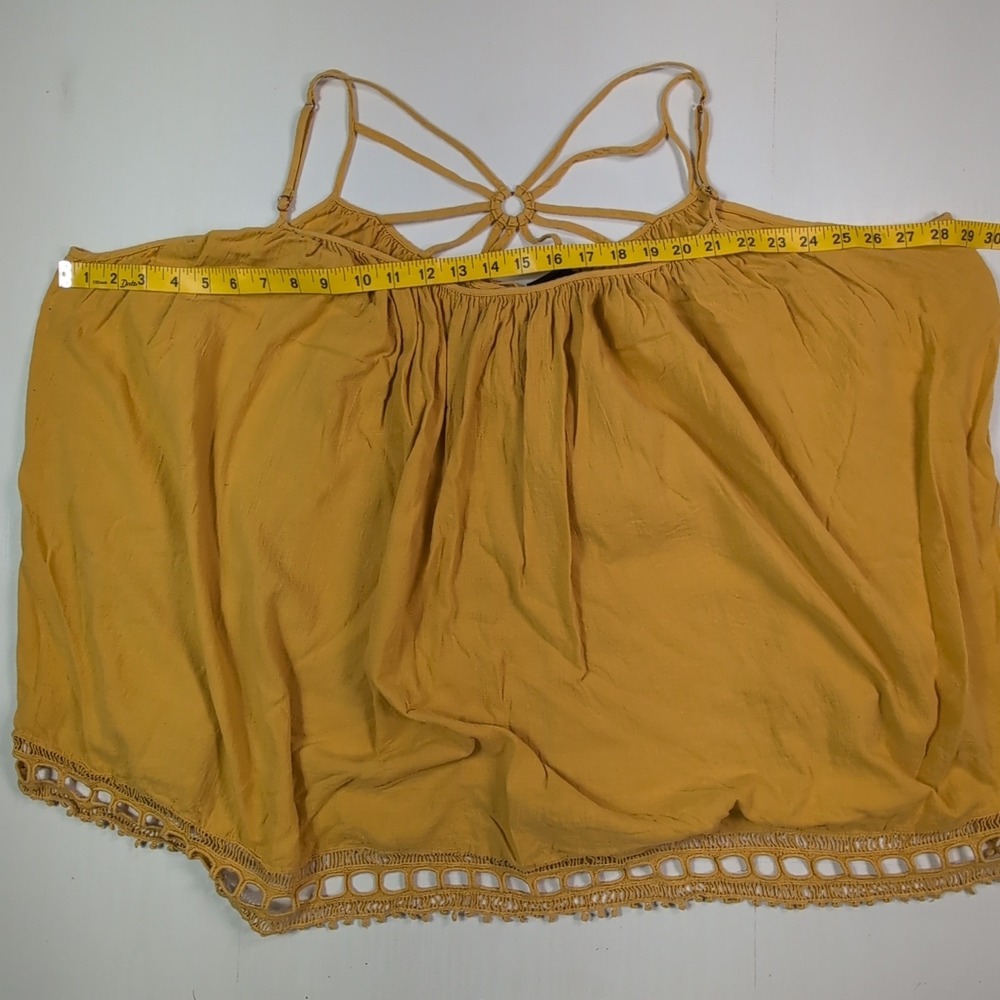 Lane Bryant Mustard Yellow Macrame Back Crochet Lace Hem Cami Top Plus Size 4X - Picture 3 of 10